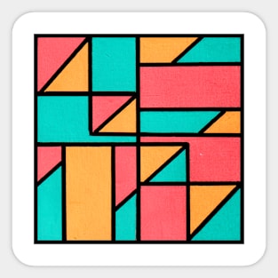 Coral Peach Blue Geometric Abstract Acrylic Painting Sticker